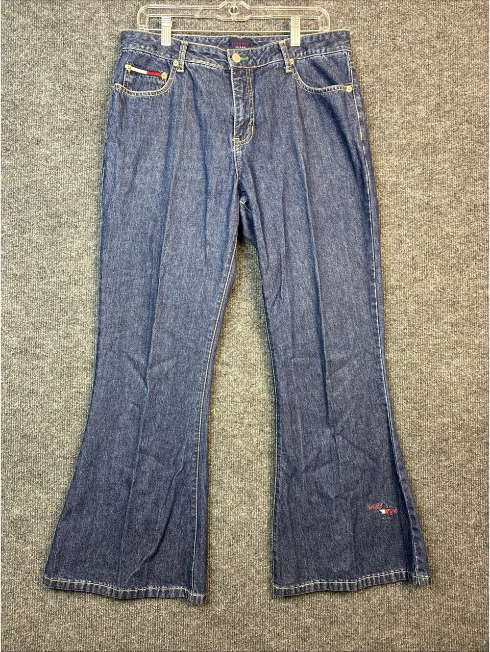 Tommy Hilfiger Womens Juniors 13 Flare Bottom Dark Wash Denim Blue Jeans Vtg EUC
